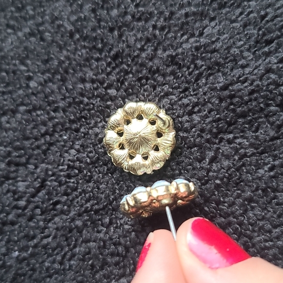 Francesca Earrings Clear Gems and Gold Backing Studs - Picture 4 of 4